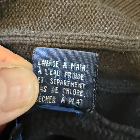 Vintage Nautica Cable Knit Sweater L Black 100% Cotton 90s Logo Crewneck - Picture 13 of 13